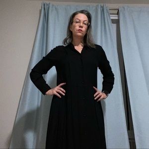 Black Uniqlo/Ines de le Fressange collaboration button-down maxi dress. Size L.